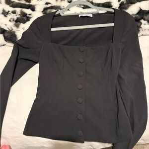 Princess Polly Black Square Neck Blouse